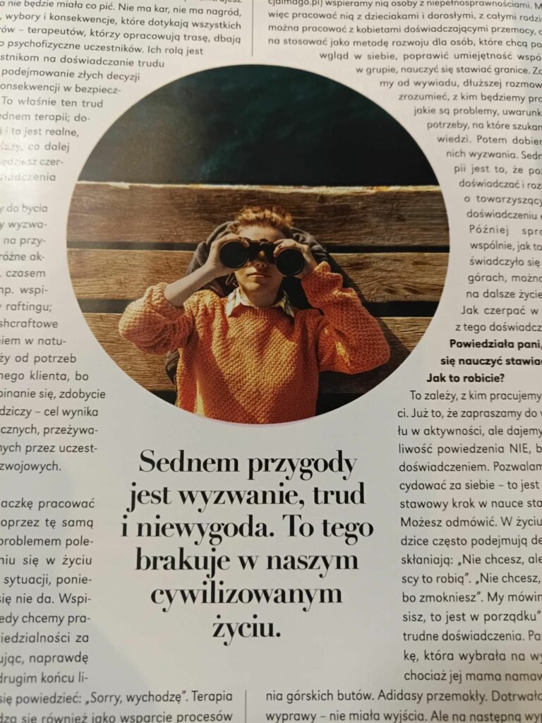 Strona z miesięcznika "Pani" z fragmentem artykułu - wywiadu z Agatą Włodarczyk-Bucharowską.