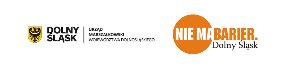 Logotypy Samorządu Województwa Dolnośląskiego i "Nie ma barier - Dolny Śląsk".