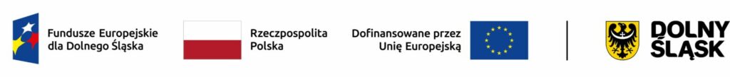 Logotypy projektowe: Fundusze Europejskie dla Dolnego Śląska, Rzeczpospolita Polska, Dofinansowane przez Unie Europejską, Dolny Śląsk.